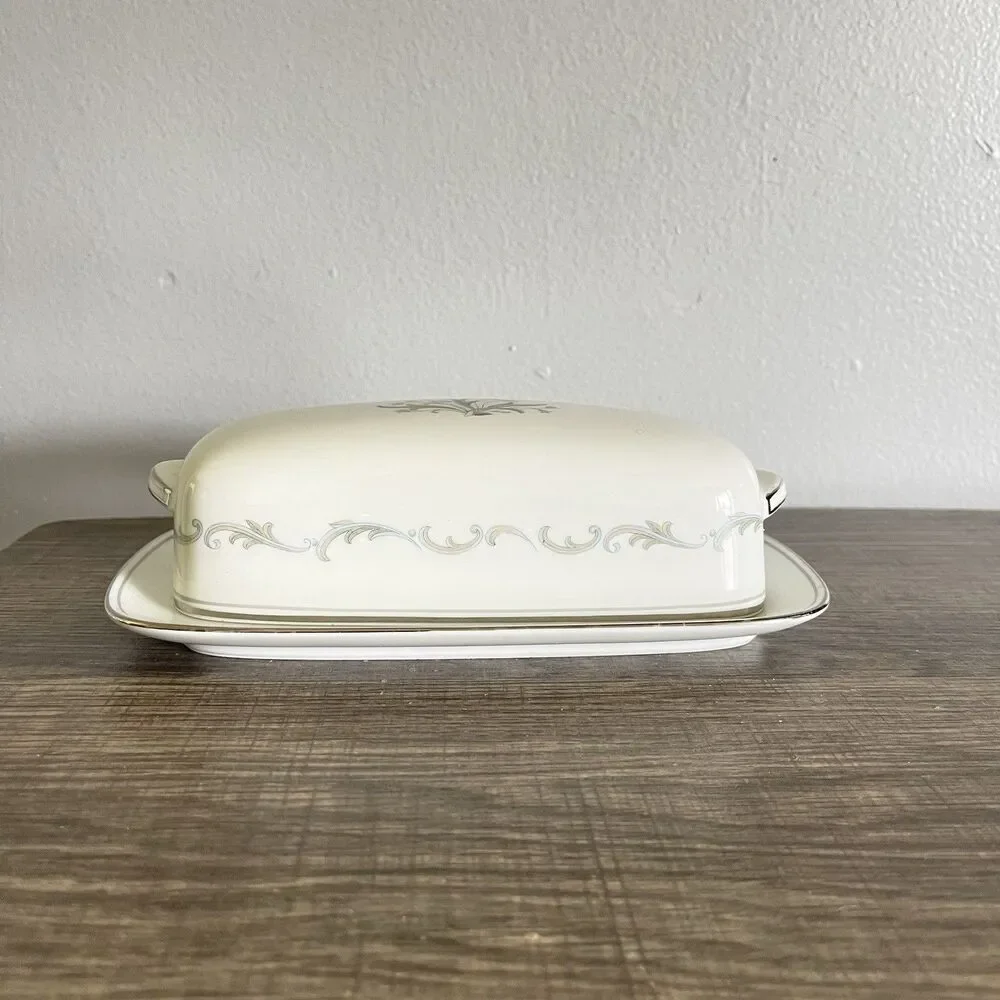 Vtg Noritake China Covered Butter Dish Chaumont Design Pattern 6008 Made Japan